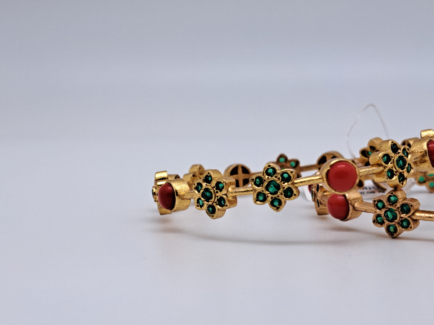 Coral and Emerald Stone Floral G.Polished