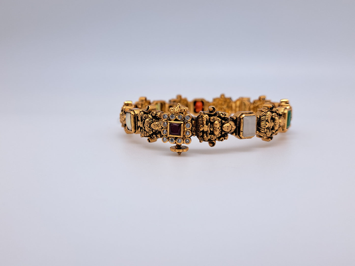 Rectangle Stones Lakshmi G.Polished screw type bangle