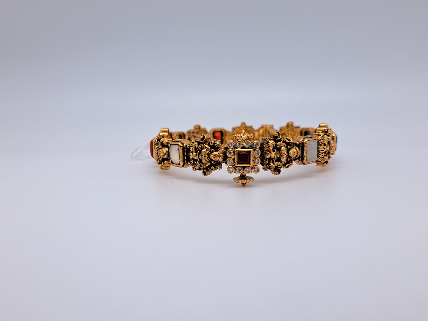Rectangle Stones Lakshmi G.Polished screw type bangle