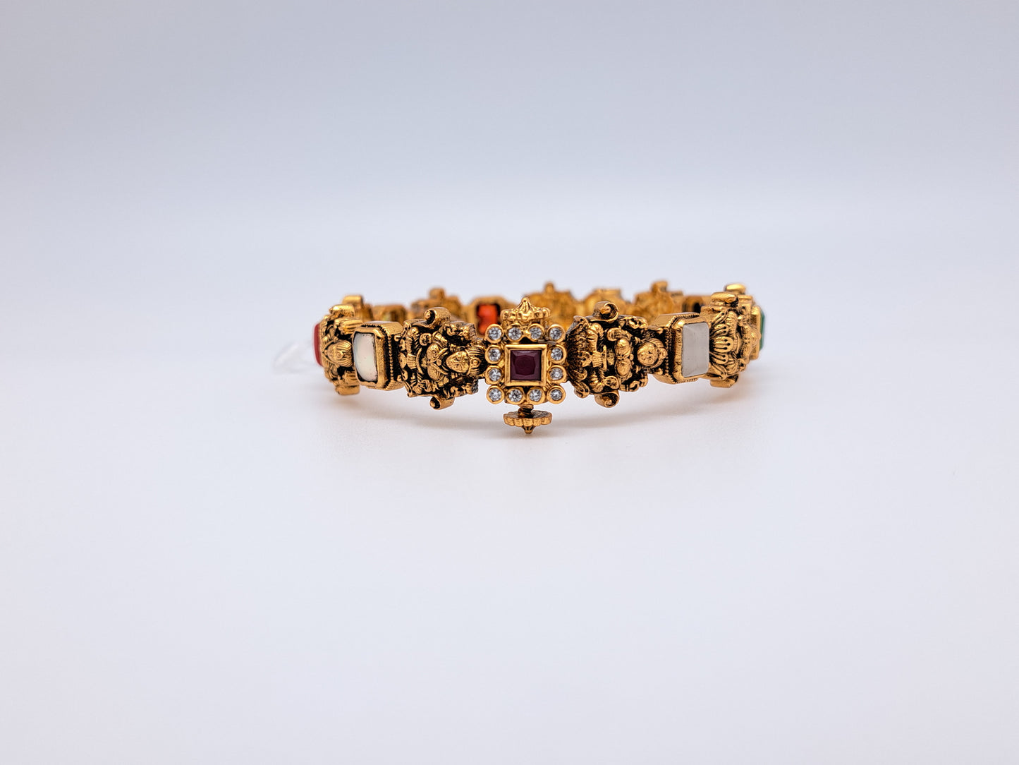 Rectangle Stones Lakshmi G.Polished screw type bangle