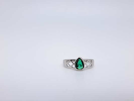 Green Stone Almond Ring