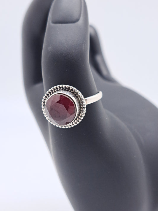 Ruby Centre Ring - Marcasite