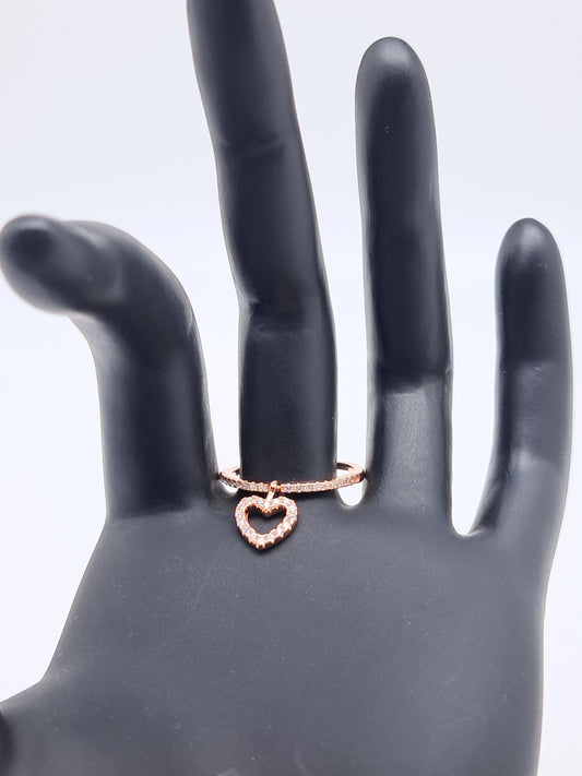 Heart in Dangler Ring - Rose Gold