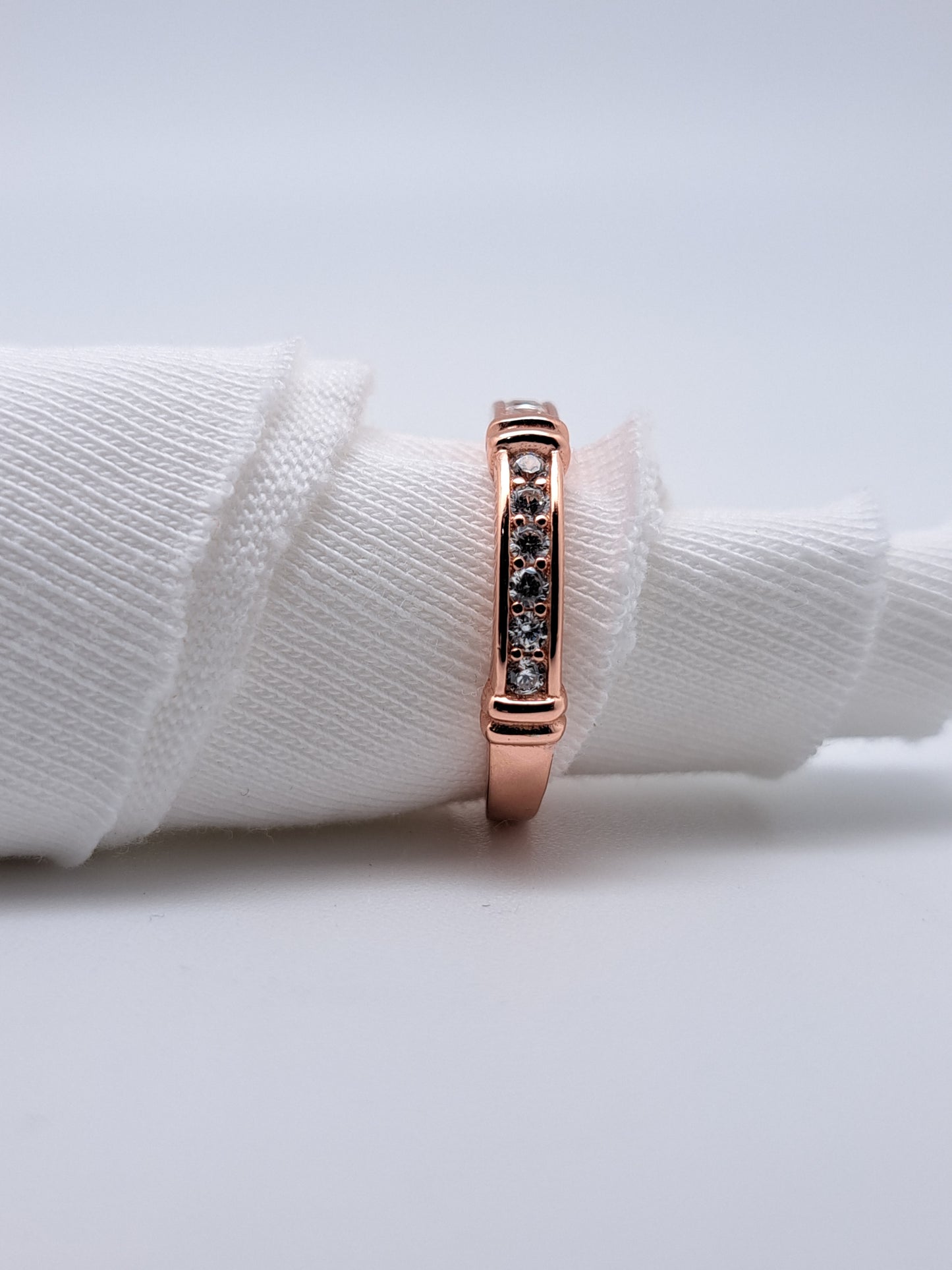 Verticals Ring - White AD stone Rose Gold