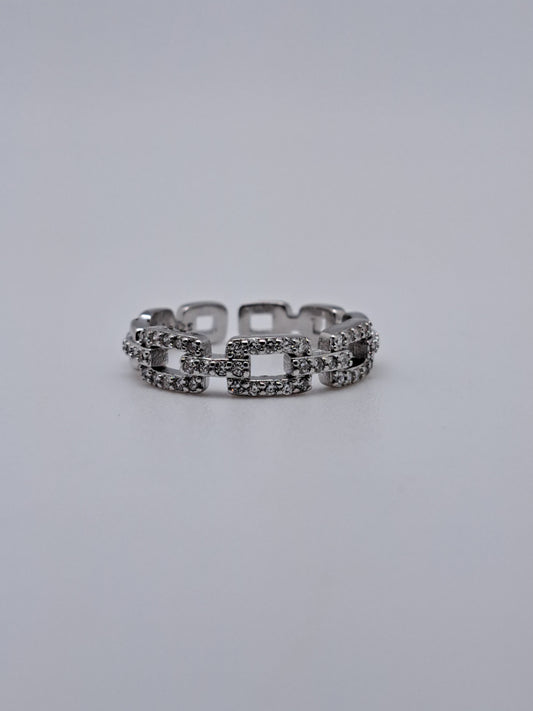 Rectangle Buckle Set Stone - Ring