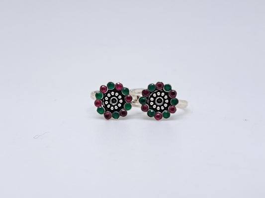 Red & Green stone Floral Metti