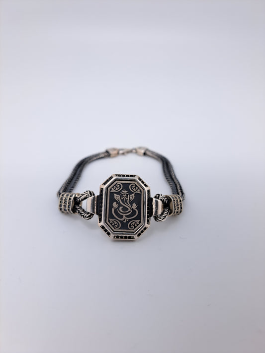 2 line Ganesha Laser Cut Bracelet