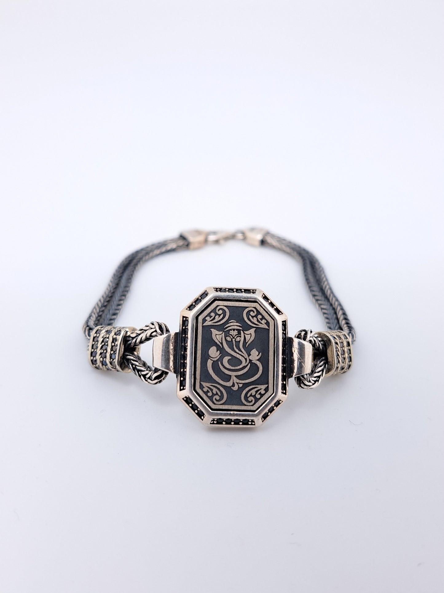 2 line Ganesha Laser Cut Bracelet