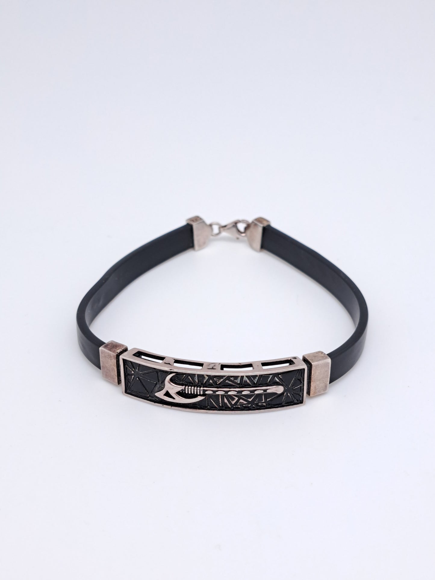 Black Enamel Axe Silicone Strap Bracelet