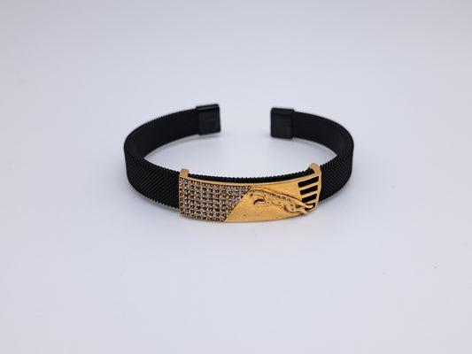 Black Mesh Strap Puma Stone Bracelet
