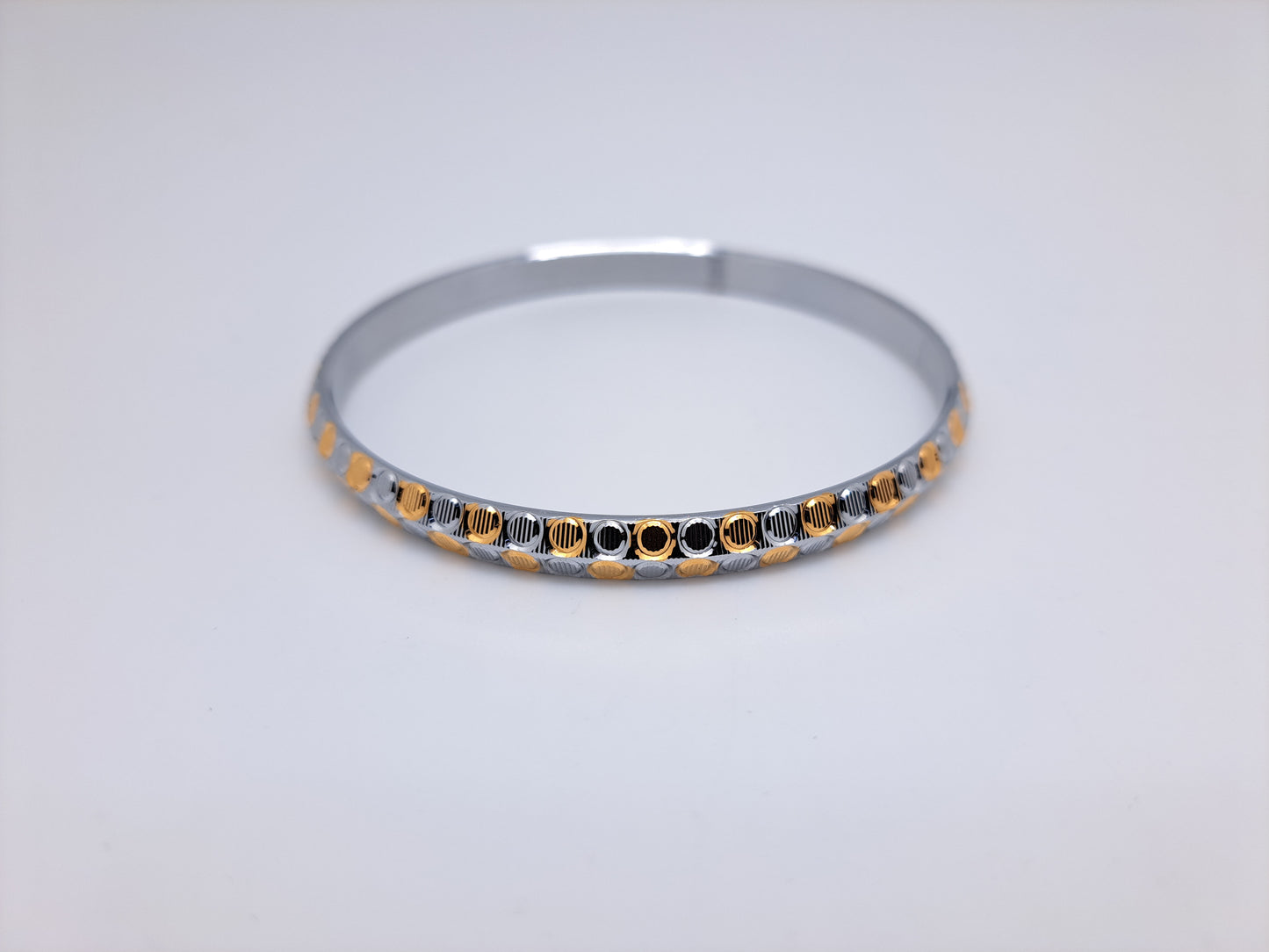 Circular Stone 2 tone Silver Bracelet