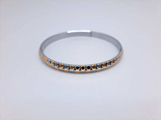 Circular Stone 2 tone Silver Bracelet
