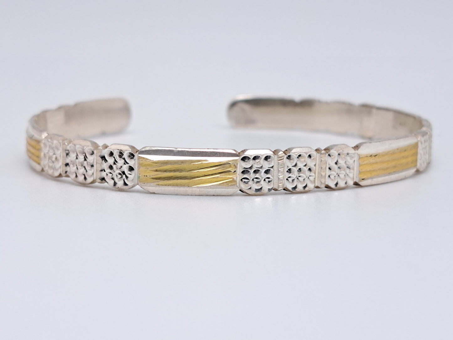 Gold Polish dual tone 3 Square Stones