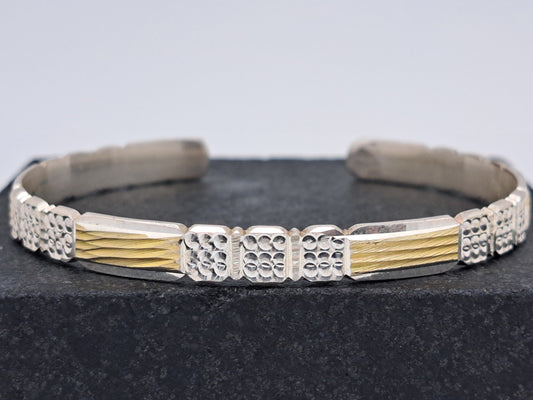 Gold Polish dual tone 3 Square Stones