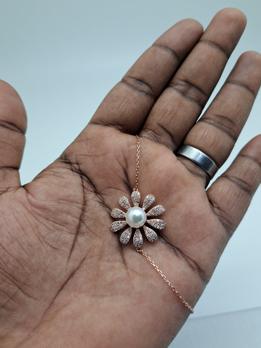 MOP and AD Stone Adjustable Flower Bracelet