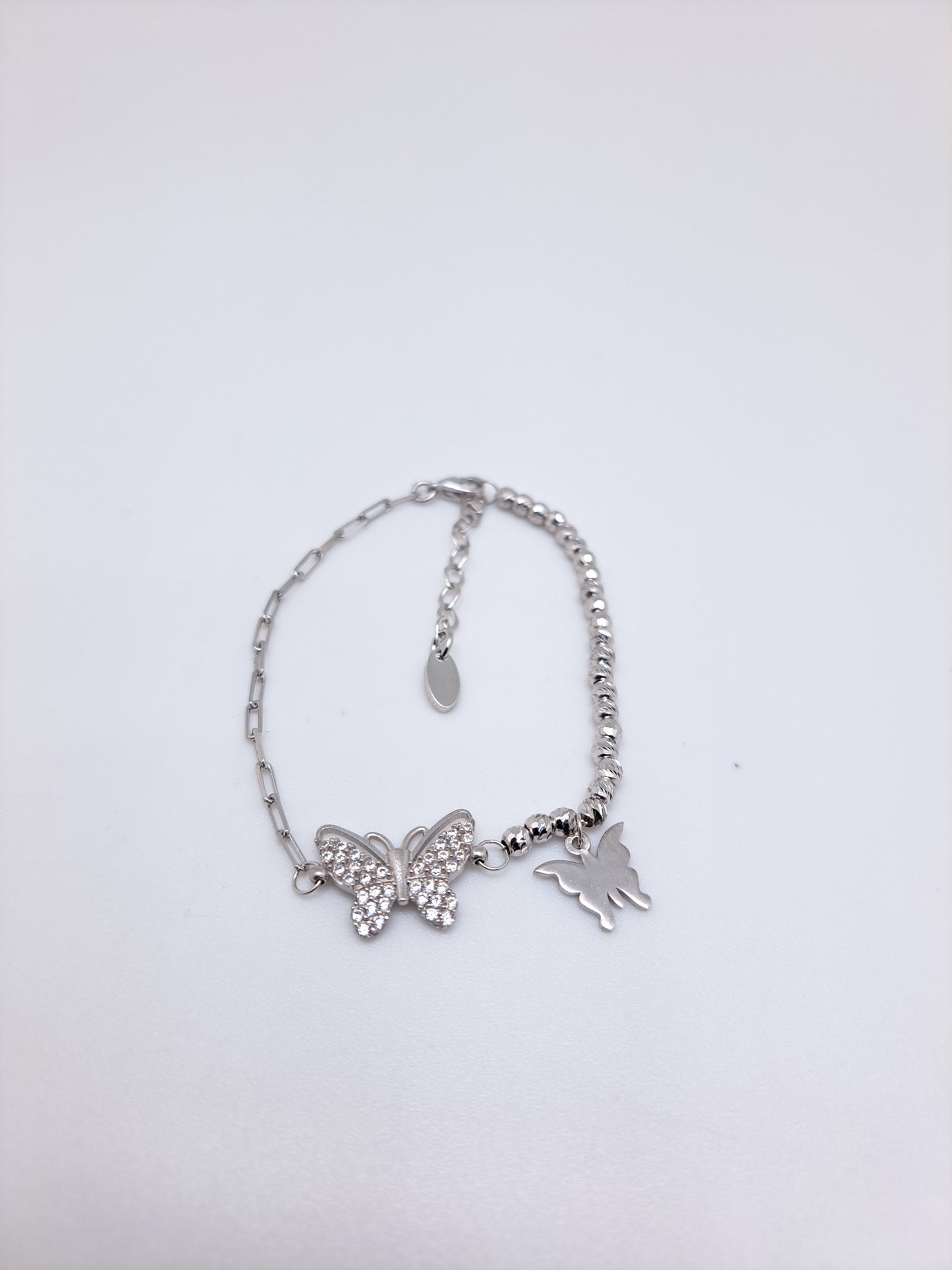 Silver Butterfly Beads Bracelet
