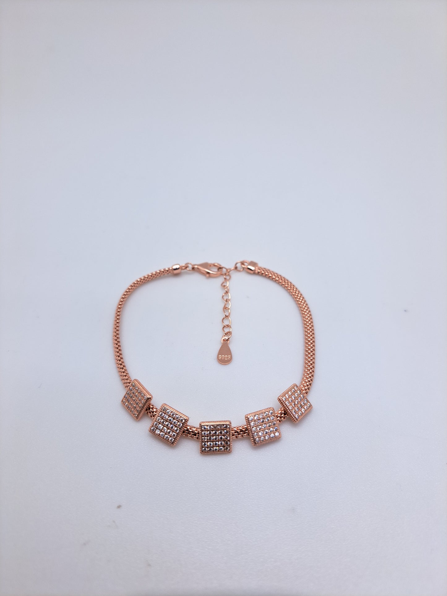 5 Square Dual Tone AD Stone Bracelet