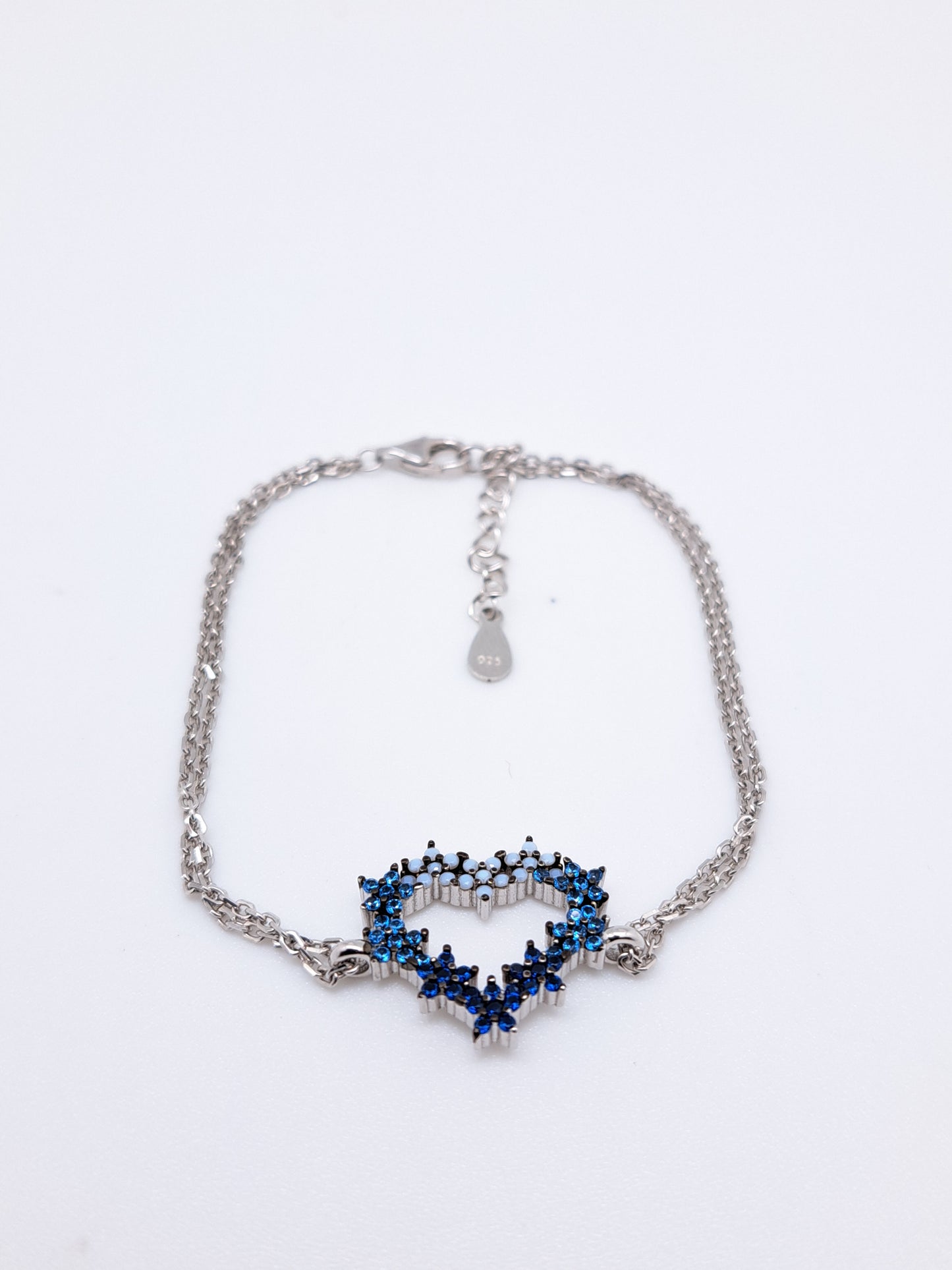 Blue Color Heart Stone Chain Bracelet