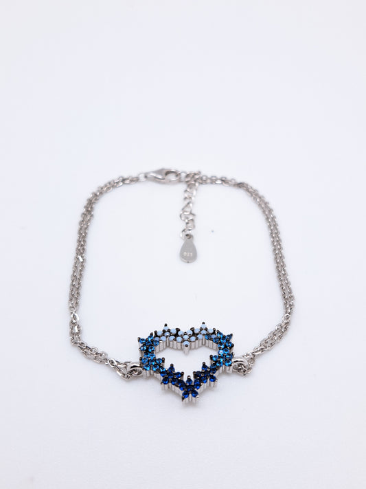 Blue Color Heart Stone Chain Bracelet