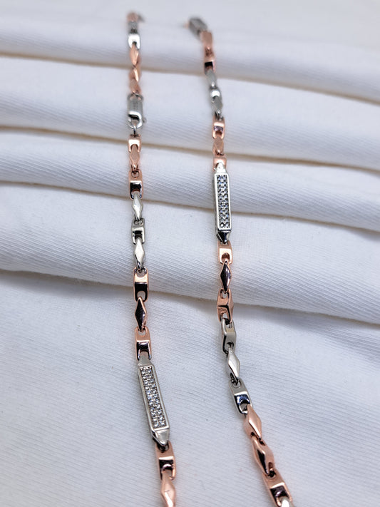 2 Tone Katli Chain with Rectangle Design Chain