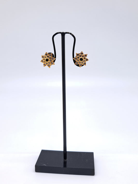 Gold Polish White AD Greenstone Stud