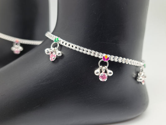 Leaf Desined Glitter Enamel Anklet