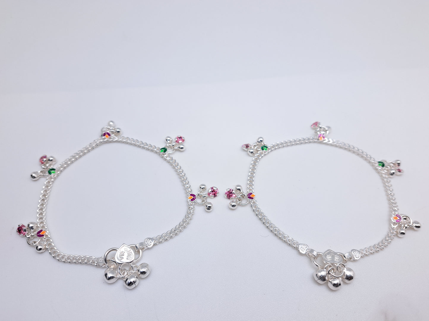 Leaf Desined Glitter Enamel Anklet