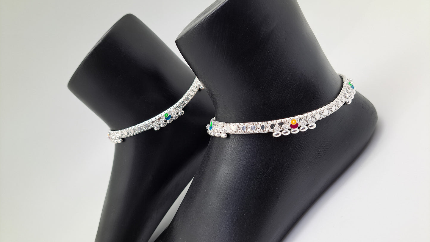Machine chain Round Enamel Anklet