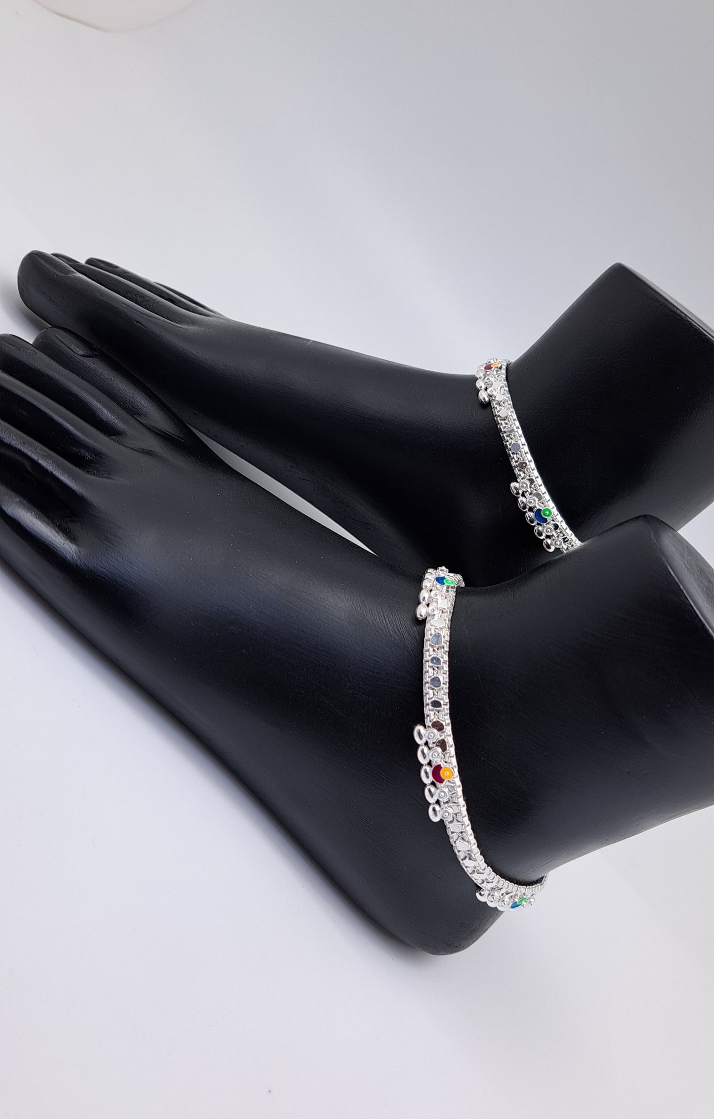 Machine chain Round Enamel Anklet