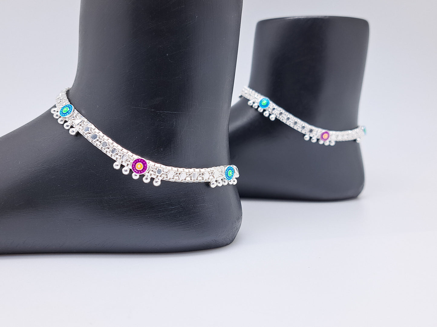 Pink and Green Machine Chain Anklet