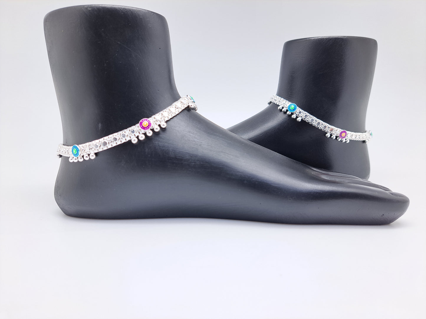 Pink and Green Machine Chain Anklet