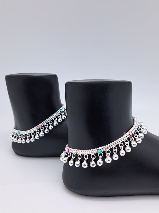 Multicoloured Enamel Ball Hanging Anklet