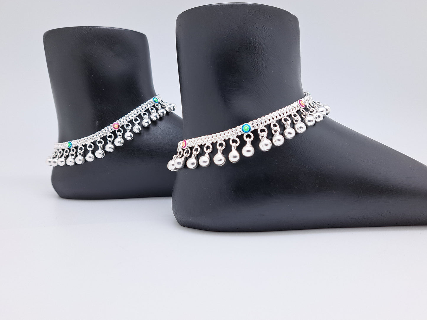 Multicoloured Enamel Ball Hanging Anklet