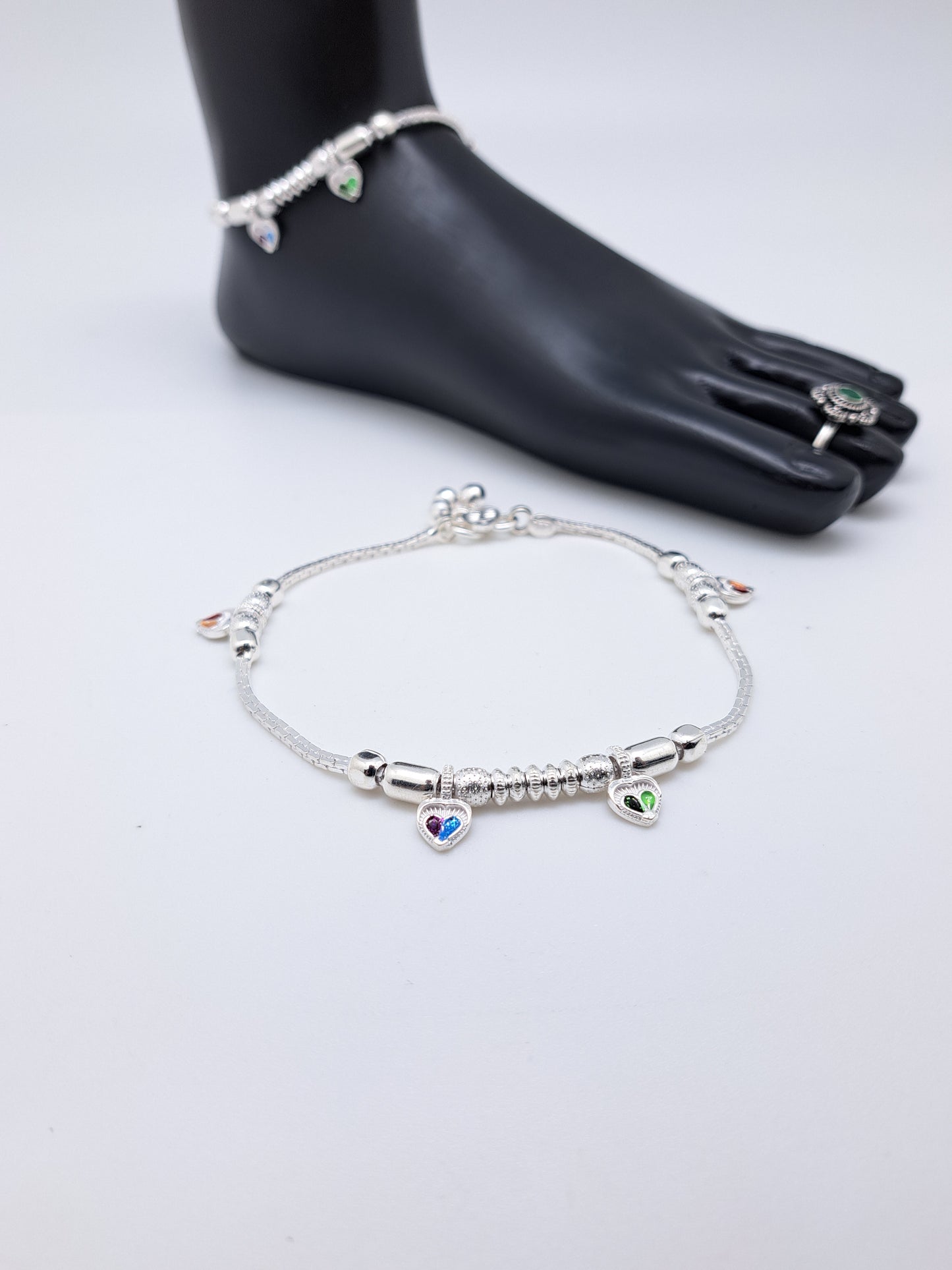 Enamel Heart Charms Anklet