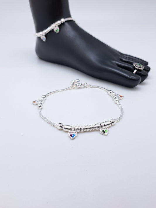 Enamel Heart Charms Anklet