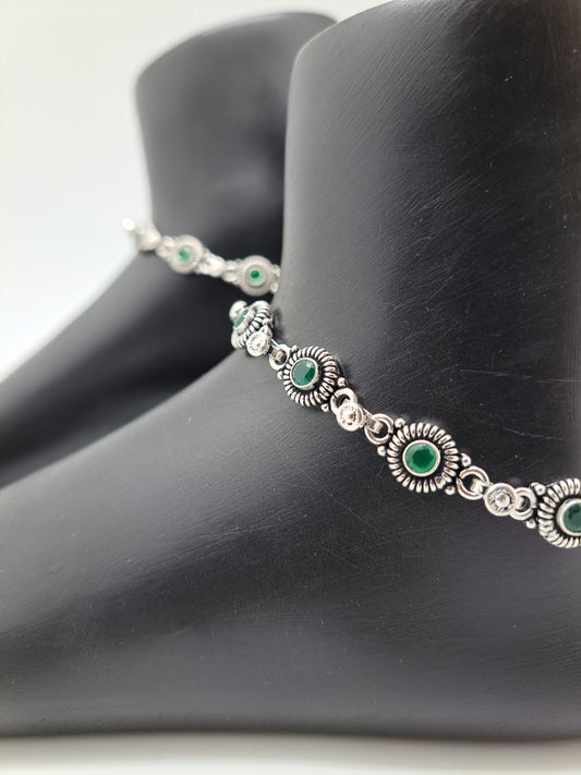 Green Stone Designer Antique Anklet