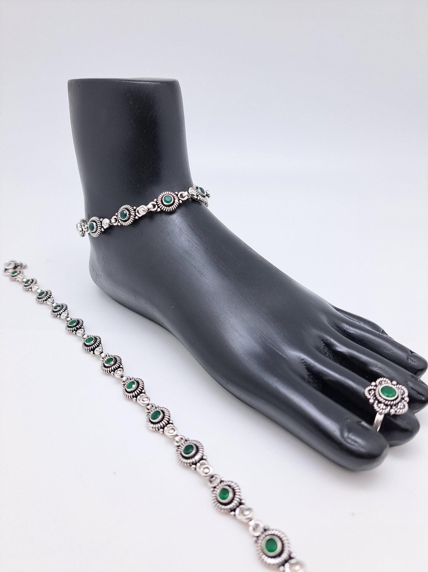 Green Stone Designer Antique Anklet