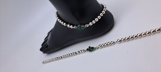 Ball Chain with Green Stone Anklet