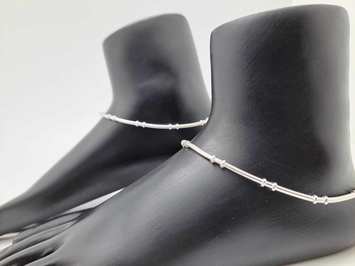 Sugarcane Plain Silver Anklet