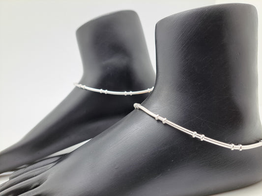 Sugarcane Plain Silver Anklet