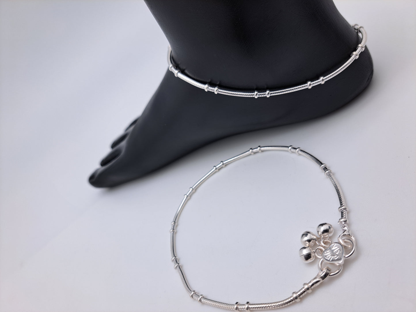 Sugarcane Plain Silver Anklet