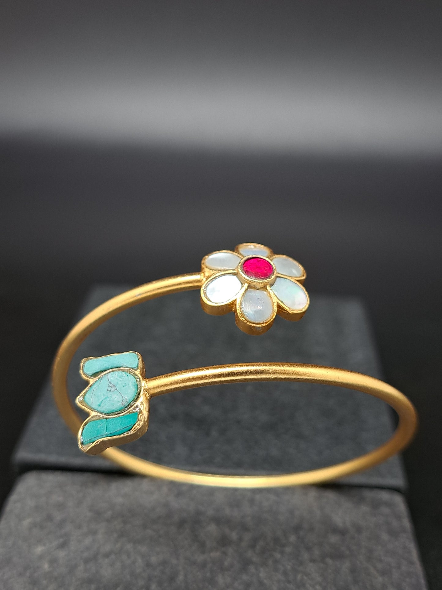 Green Lotus Floral Twist Kada