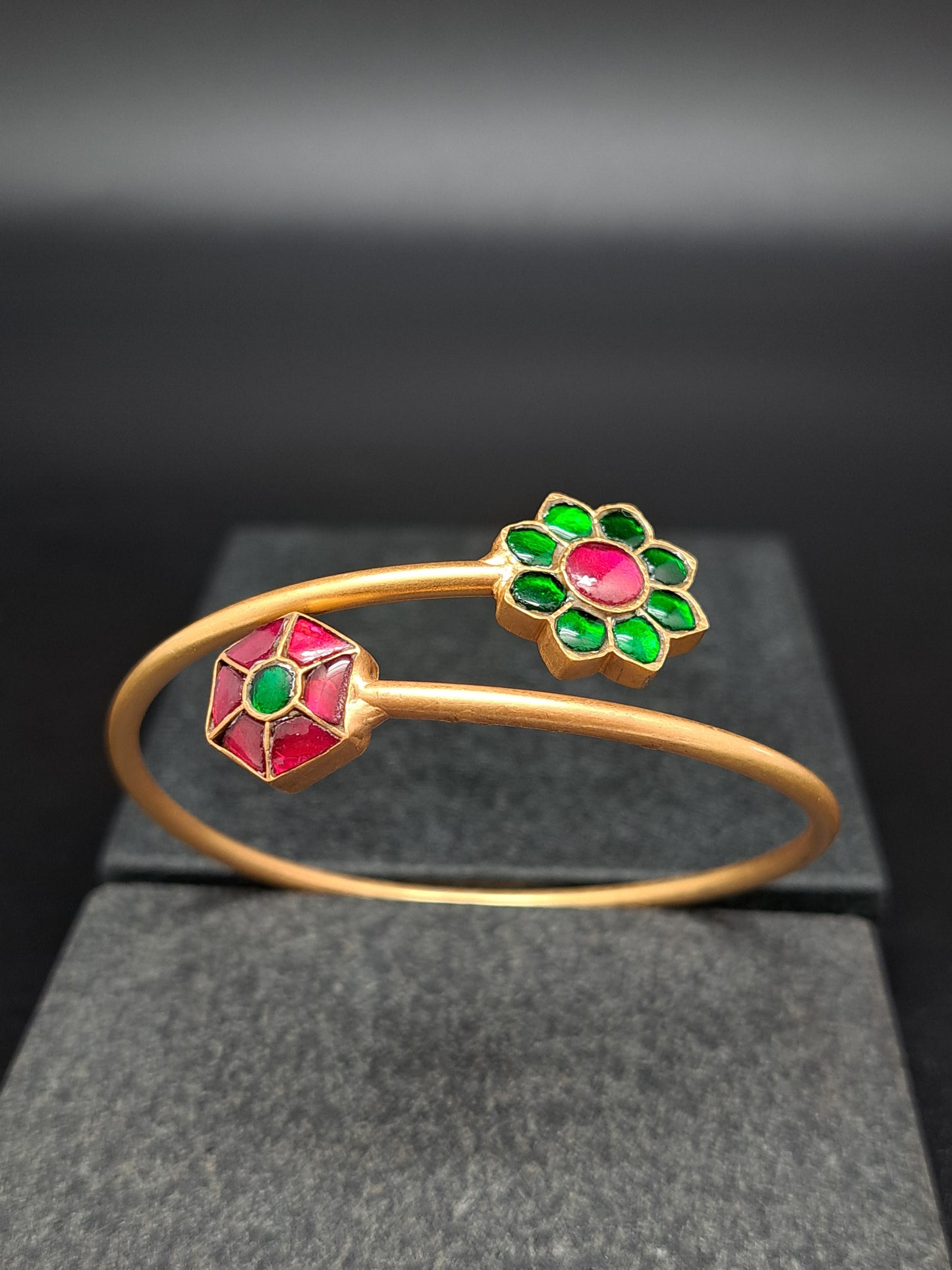 Red & Green Floral Twist Kada