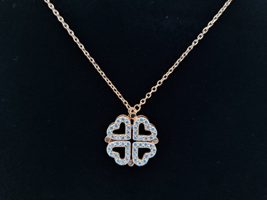 Rose gold chain with AD 4 Hearts Pendant