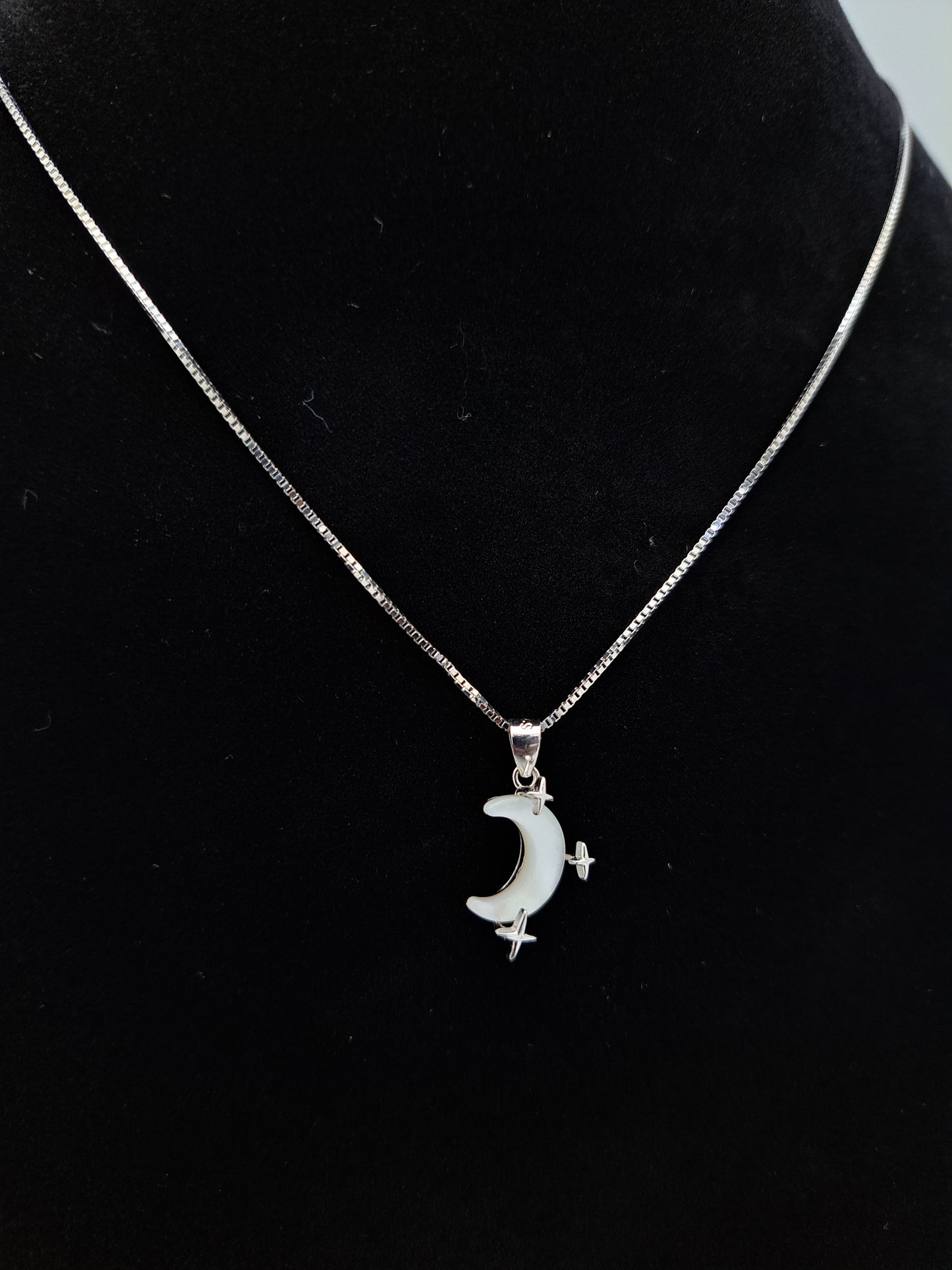 Silver Chain with MOP Moon Pendant