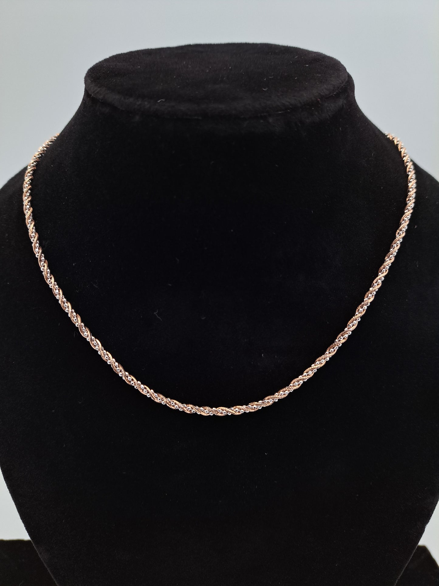 Dual Tone Rose gold and silver silky Rope chian
