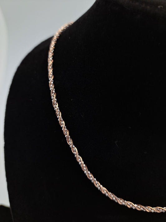 Dual Tone Rose gold and silver silky Rope chian