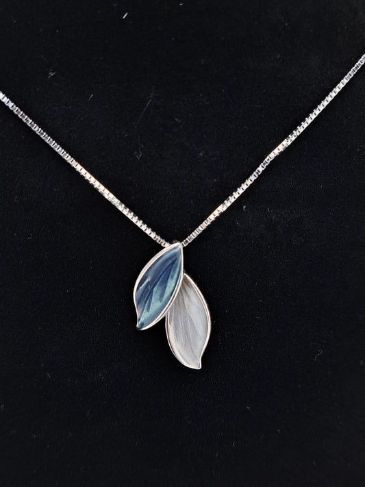 Silver Chain with Twin Leaves Pendant