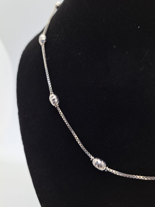 Silver Chain with Glittering Rhodium Ball