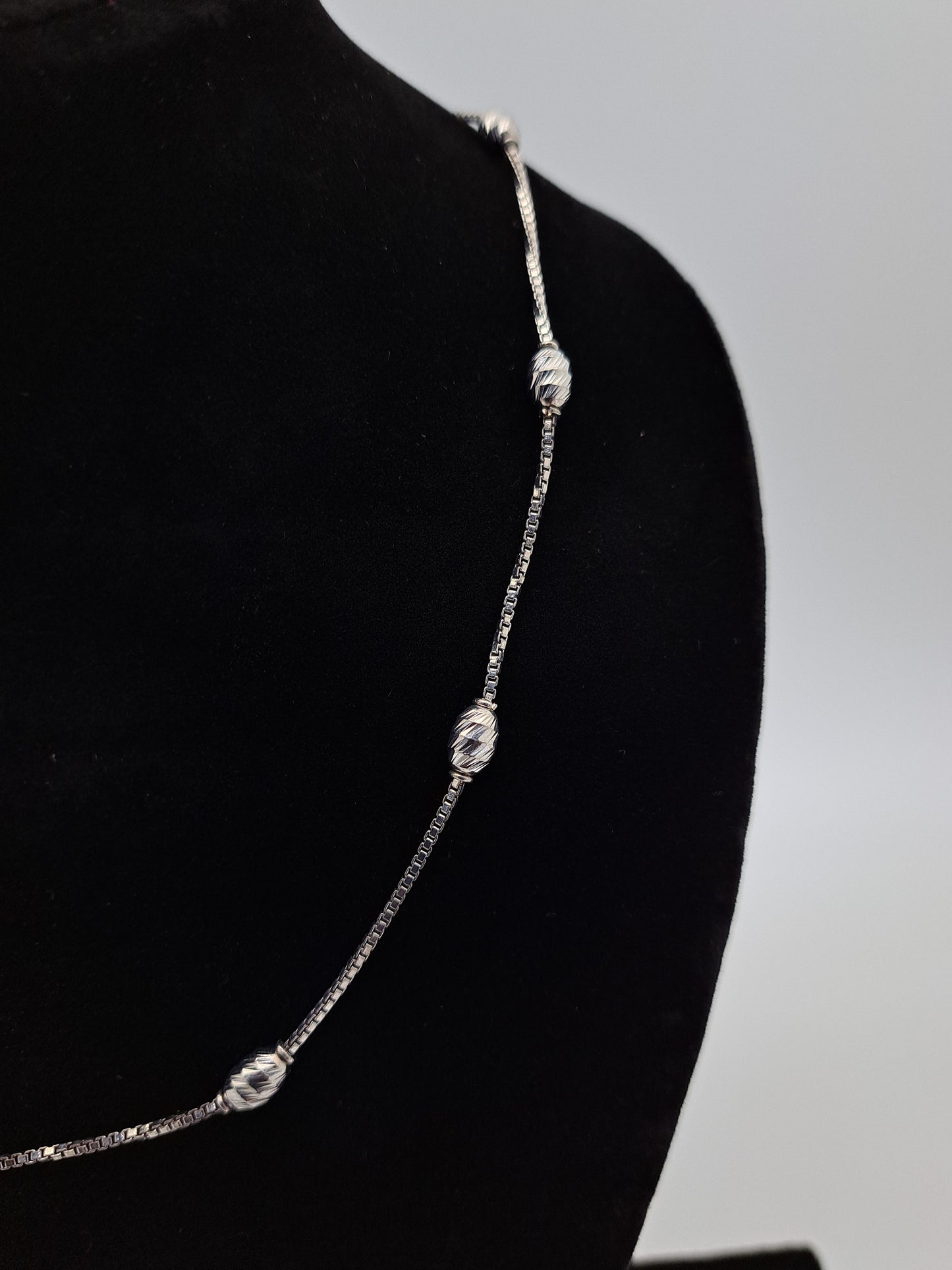 Silver Chain with Glittering Rhodium Ball
